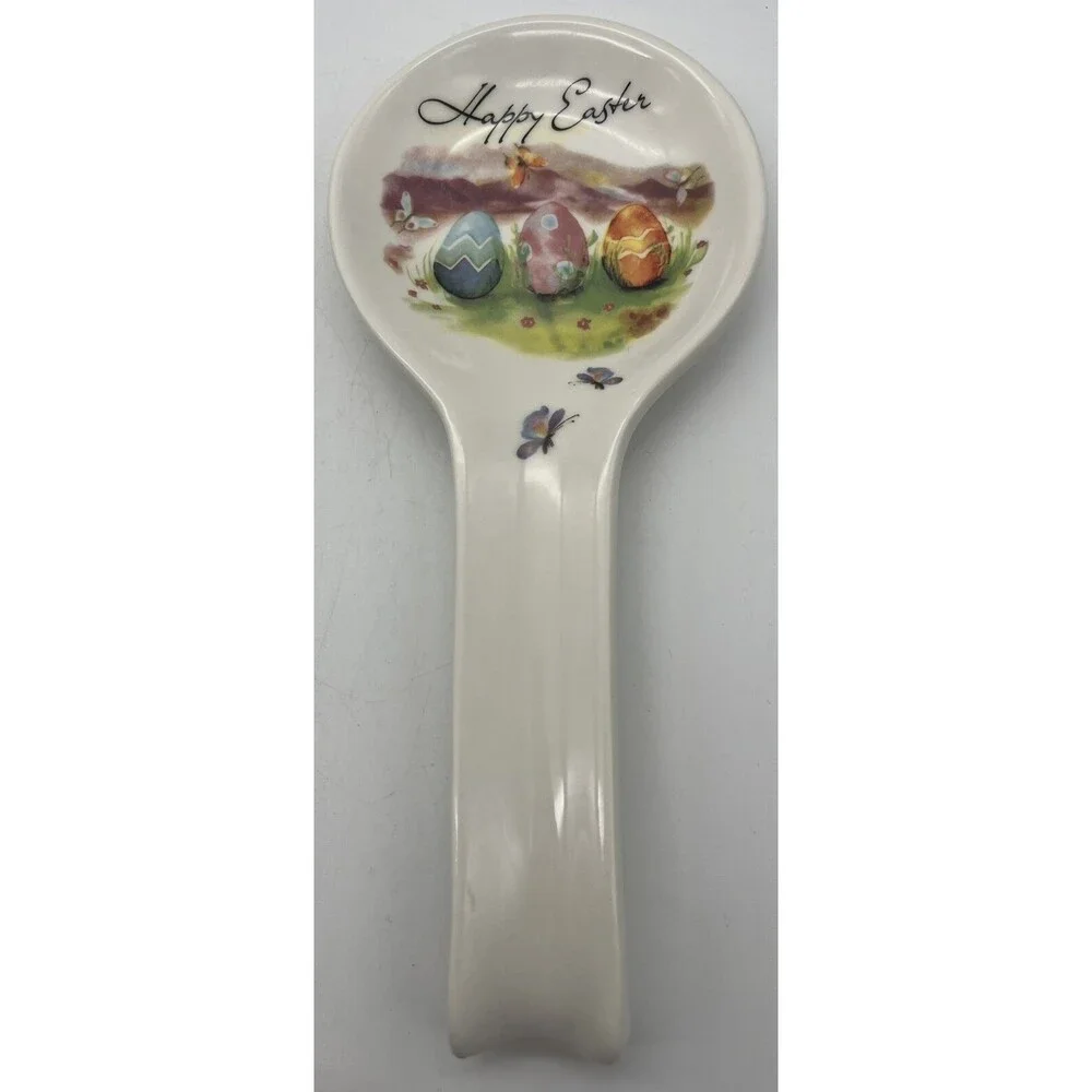 Cerámica Cuore Happy Easter Ceramic Spoon Rest Made In Italy Multicolor Easter